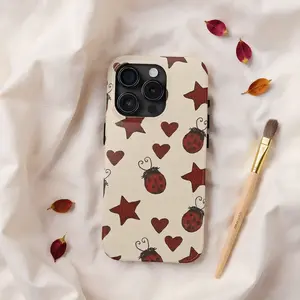Red Ladybug Stars Hearts Yellow Phone Case Y2K Cute Bug Pattern Cool Girl MagSafe Case for Apple iPhone 16 15 14 13 12 11 X Tough Polycarbonate TPU iPhone 16 Pro Max Case Vintage Pink Christmas Ultra Thin Magnetic