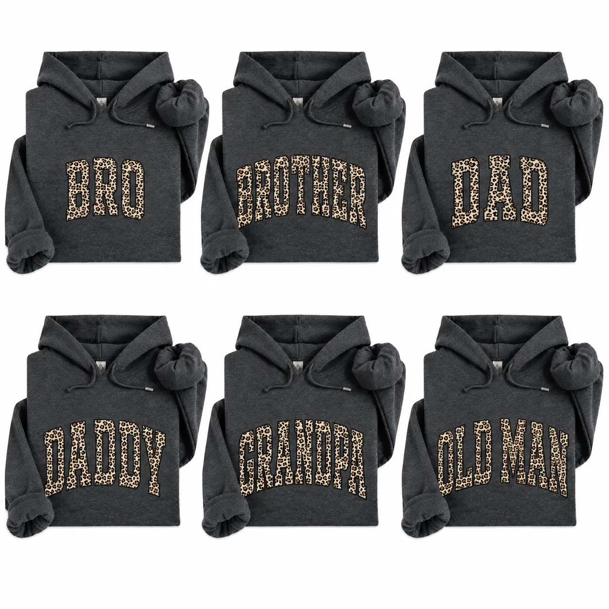 CUSTOM Family Leopard Print  Hoodie, Personalized Brother Dad Daddy Grandpa Old Man Hoodie, Leopard Print Name Sweatshirt, Custom Family Title Pullover, Gift for Dad Grandpa Brother-DPCLICK