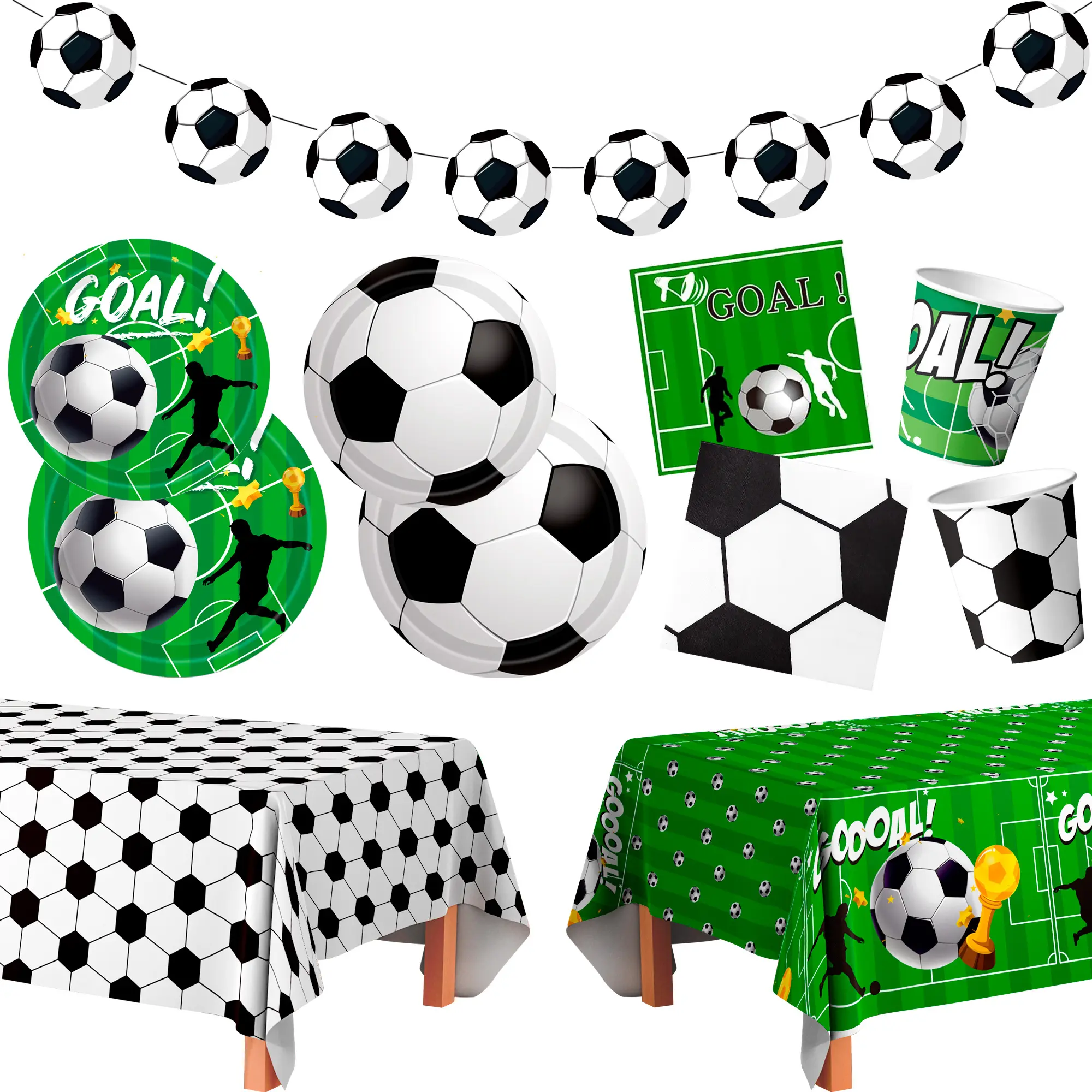 Soccer Party Tableware, Soccer Birthday Tableware Set, Coccer Plates and Napkins Table Cloth, Soccer Decoration Banner etc Soccer Theme Party Tableware for Soccer Birthday Party Decorations Supplies