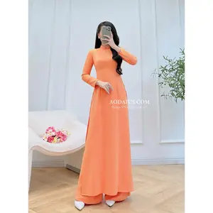 Tangerine Sunrise Classic Ao Dai | Traditional Vietnamese Dress N12