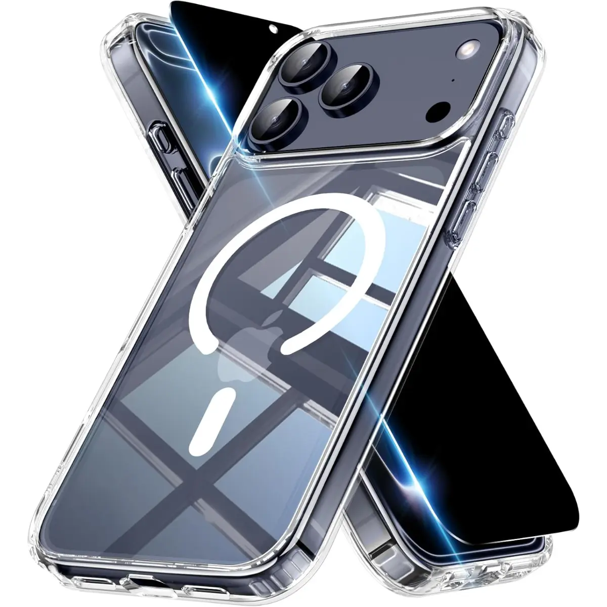 Magnetic for iPhone 17 Pro Max Clear Case with Privacy Screen Protector [Non-Yellowing] Shockproof Slim Cover Compatible with MagSafe Magnetic for iPhone 17 ProMax 6.9" 5G Cover-Transparent