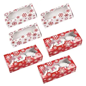 7" x 2" Bulk 60 Pc. Snowflake Red & White Cardstock Cookie Boxes