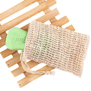 Natural Hemp Sisal Soap Bag - 4 Pack - Exfoliating Body Bath Shower Saver Pouch Mesh Soap Scrubber Bag Ramie Linen Eco Friendly Mini Bag for Soaps