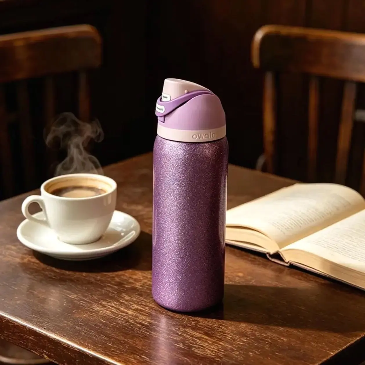 Owala 32oz Glitter Purple Vacuum Insulated Stainless Steel Water Bottle - Leak Resistant Tumbler, BPA-Free, Portable Lid, 24hr Cold Retention, Durable for Gym/Travel, Flasks, Stylish