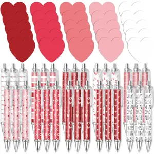 60 count Valentine's Day Sticky Notes with Ballpoint Writing Pens  Red White Heart Stationery Set Appreciation Gifts for Students  Office Classroom Party Favors