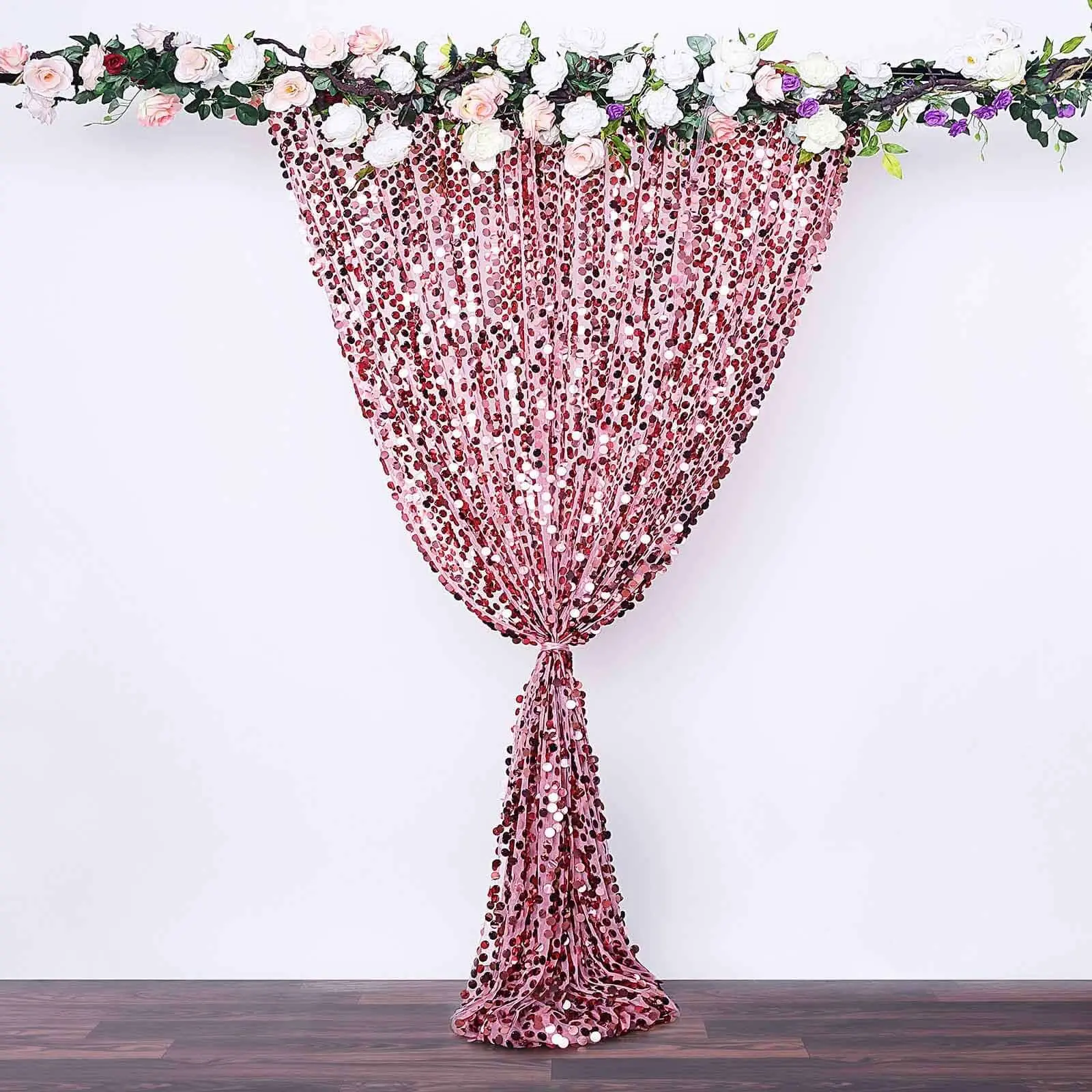 8ftx8ft Pink Payette Pattern Glitter Backdrop Curtain - Wipeable Event Drapes, Wedding Party Decor Panel, Backdrops for Photoshoot