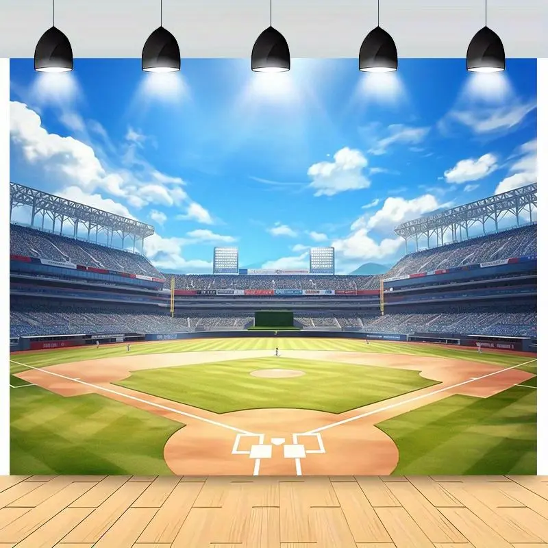 1pc Vibrant Printed Stain-Resistant Polyester Baseball Field Party Backdrop Banner - Easy-Install Modern-Look Textile Decor, Single-Pack for Weddings, Indoors-Outdoor Commemorative Events