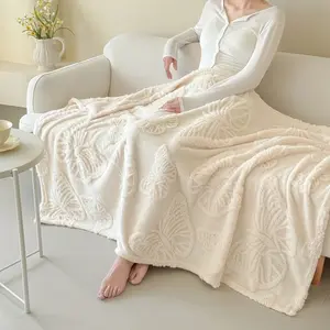 Butterfly Embroidered Blanket, Soft Comfortable Bed Throw Blanket, Cool Bedroom Bedding Blankets for Home Sofa Travel