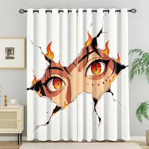 2pcs Watercolor Cold Eye Paper Print Drapes, 85% Light Blocking, Soft Fabric, Artistic Style, Privacy Protection, Bedroom Curtains