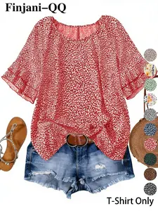 Plus Size Women's Floral Shirt Blouse Tops, Summer Comfortable Casual Fitted Wear, Ideal for Daily Commute, Dates, Vacation, All Seasons, Womenswear