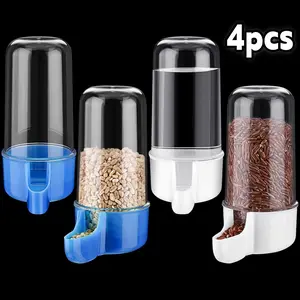4pcs  Automatic Bird Feeders with a Transparent Water Reservoir - Suitable for Birds, Rodents, And Parrots for Water And Seed Feeding - No Batteries Required, Easy to Use, Clear Water Tank Design | Durable Plastic