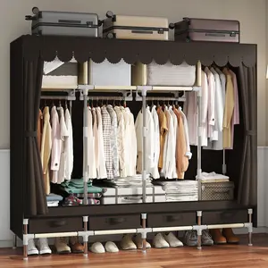 LEAIJIAFY Portable Large Wardrobe Organizer Durable with 4 Hanging Sections & 3 Foldable Sections for Apartments Bedrooms Dorms