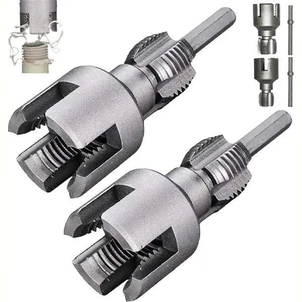 2PCS PVC Pipe Threader Kit | Dual-Function Internal & External Threading Tool | 1/2" & 3/4" for PVC/Plastic Pipes - Plumbing Repair, DIY Pipe Fitting & Home Plumbing Projects