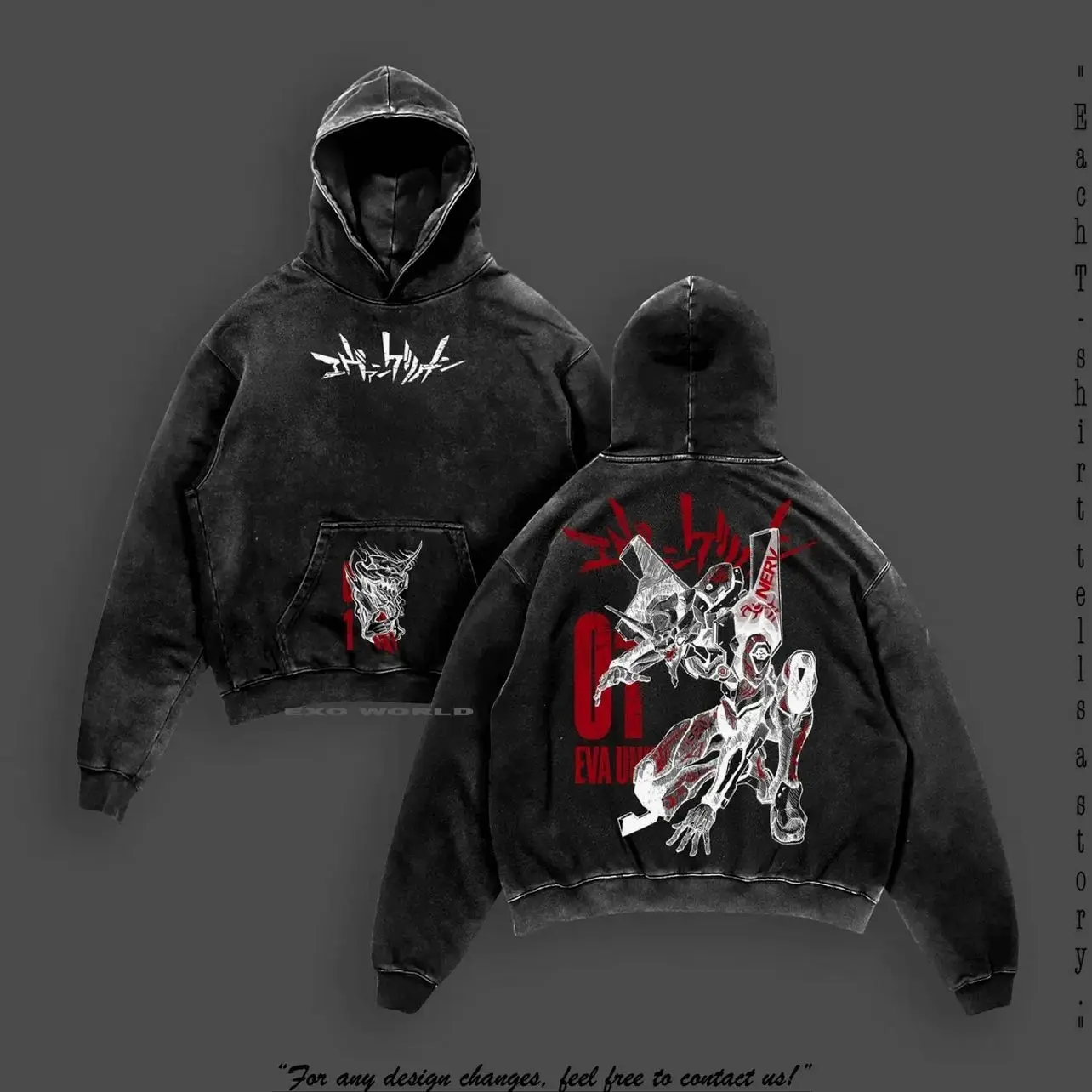 Evangelion Unit 01 Tee Washed – Neon Genesis Evangelion Vintage Washed Heavy Cotton Oversized Anime Manga T-Shirt & Hoodie Double Printed Retro Unisex Streetwear Berserk Mode Edition HN6 6IY