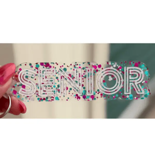 Purple/Teal Senior Lines Keychain
