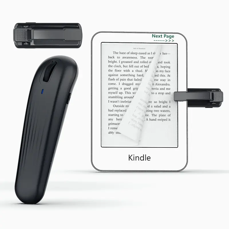 Ergonomic RF Wireless Page Turner Remote Control with Mute Scroll Wheel - Hands-Free Accessory for Kindle Paperwhite/Oasis, Kobo E-Readers, iPad, iPhone, Android Users - Camera Shutter Remote, Back to School Essential with Dual USB-C Charging Cable