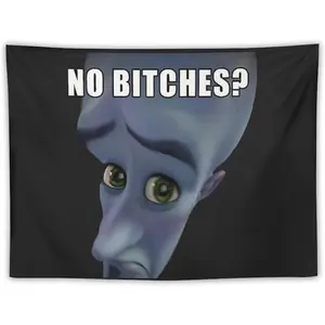 Megamind No Bitches Tapestry for College Dorm, Bedroom And Living Room Home Decor , Funny Meme Wall Tapestries Hanging for Gifts