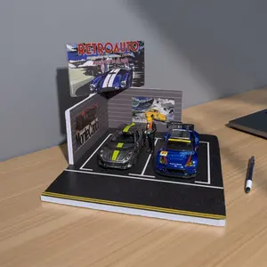 1:64 Scale Miniature Alloy Car Scene Display Stand, Racing Car Model, Manual Operation, PVC Material, Ideal for Gift, Valentine's Day, Christmas, Birthday