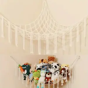 Four Colors Stuffed Animal Storage Storage with Light - Jumbo Doll Corner Stuff Animals Organizer Decorations - Cute Hanging Plushie Net Youngsters Nursery Bedroom Room Decor, Halloween, Christmas And Easter Gifts