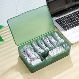 Desktop storage box, storage box, data cable charging head storage box, battery storage box, with grids, with a lid, can hold nail polish, headwear, hair clips, hair ties, and other household small items, can hold power banks, portable travel cosmetic and