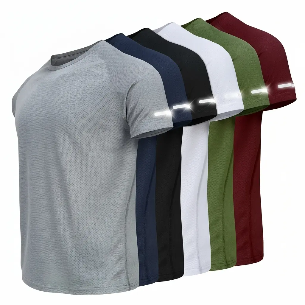Men's 6-Pack Oversized Crewneck Gym Tees - All Season Polyester Mesh Dry Fit Tops, Affordable Quality Quick-Dry Moisture-Wicking Breathable Activewear for Gym, Running