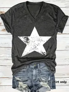 Women's V Neck Short Sleeve Top, Casual Loose Fit Design, Soft Fabric Daily Wear, Elegant Style for Women