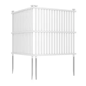 COSTWAY - Air Conditioner Fence Panel with Metal Ground Stakes for Outside-White