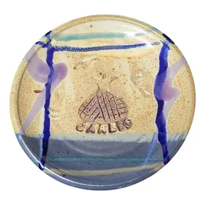 Studio Pottery Art Ceramic Garlic Mincer Grinder Shredder 7 Inch Plate Signed Unknown Artist