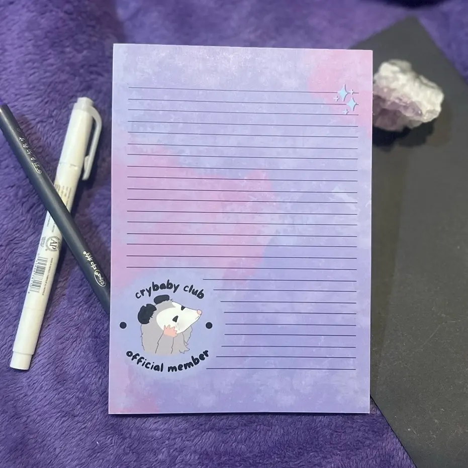 Crybaby Club Member Possum Notepad |Cute Crying Possum Stationery, Sad Opossum Internally Sobbing To Do List Notepad, Possum Office Supplies notepads notebook college