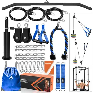 Gym Pulley System - Tricep Workout, Lat Pulldown, Biceps Curl, Triceps, , , Forearm, Weight  for Squat Rack, Garage