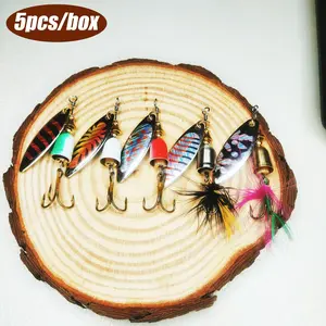 5-Piece Box Rotating Sequins Set, Spoon Lures, Lure Bait Fake Fish Metal Composite Sparkle, Bass Fishing Accessories, High-Performance Design