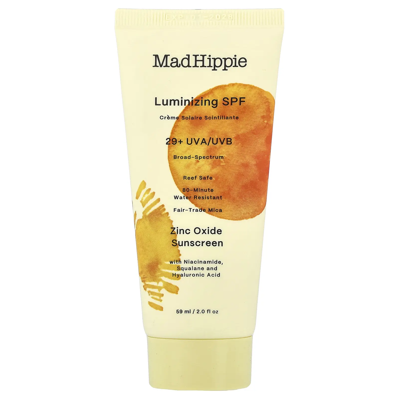 Mad Hippie Luminizing SPF, Zinc Oxide Sunscreen, 2 fl oz (59 ml)