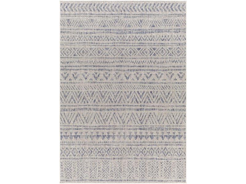 Livabliss EAG2405-67RD 79x79 in. Modern Bohemian Polypropylene Outdoor Round Textile Rug, Multicolor Oatmeal Pale Blue Home Decor Rug