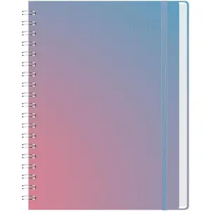 Spiral Notebook, 140 Pages, 5.63 x 8.27 inches, 120 GSM Premium Paper, Red-Blue Gradient Cover with Back Pocket