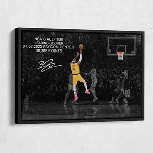 LeBron James All-Tıme Leadıng scorer Canvas Wall Art Home Decor Poster Print - NO FRAME