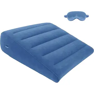Inflatable Wedge Pillow for Traveling & Sleeping - 7.1 Inch Bed Wedge Pillow for Acid Reflux, Snoring, Back, Sleeping Upright After Surgery,Inflatable Pillow with Eye Mask