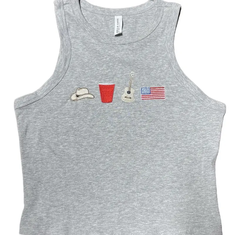 Embroidered Red Solo Cup America Tank Top