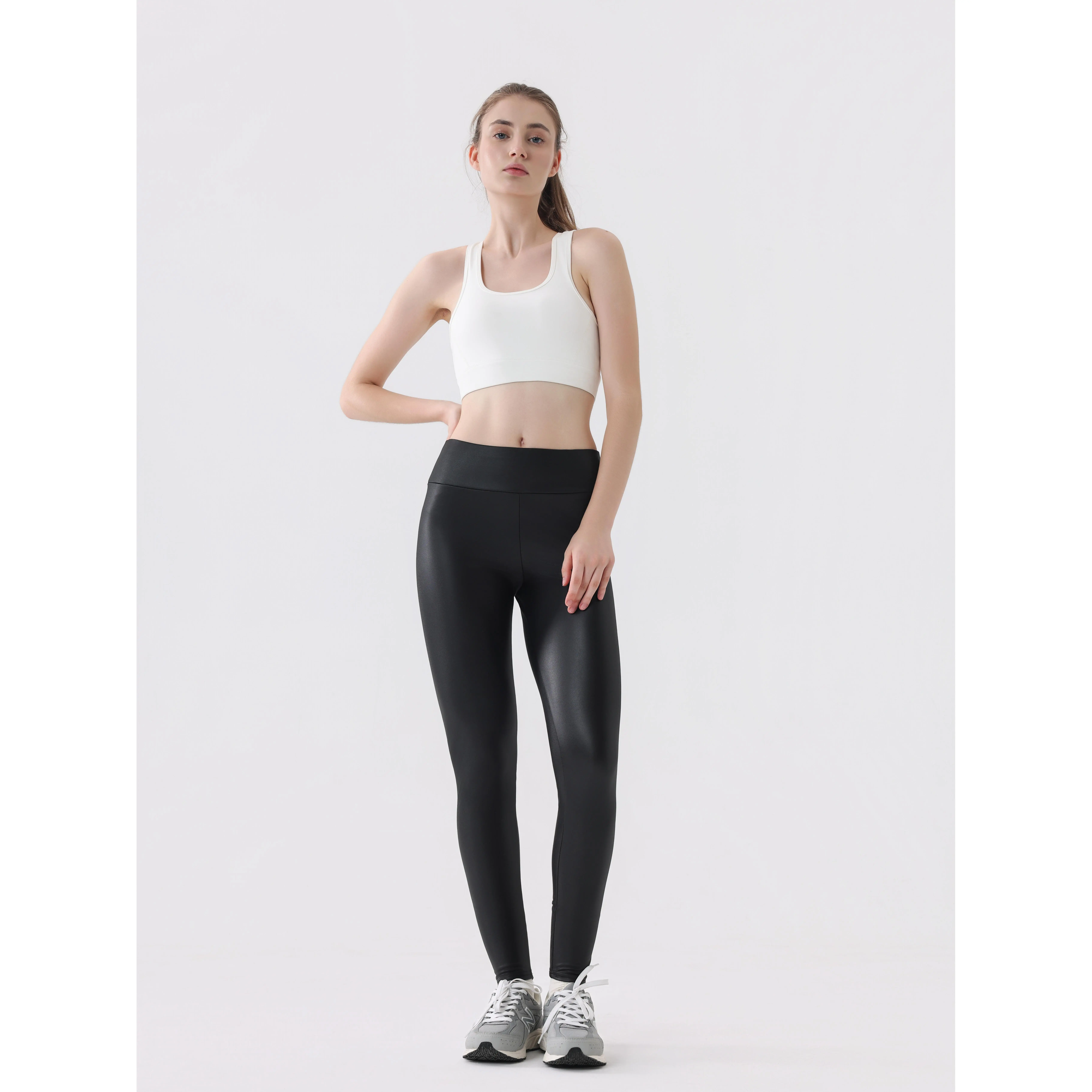 Matte Faux Leather High-Waisted Tummy Control Pants for Women | Buttery Soft Stretchy Skinny Fit | High-Elastic Fabric | Slim Fit | Elegant Matte Texture | Streetwear & Light Sports | Basic Black Trouser Womenswear Minimalist