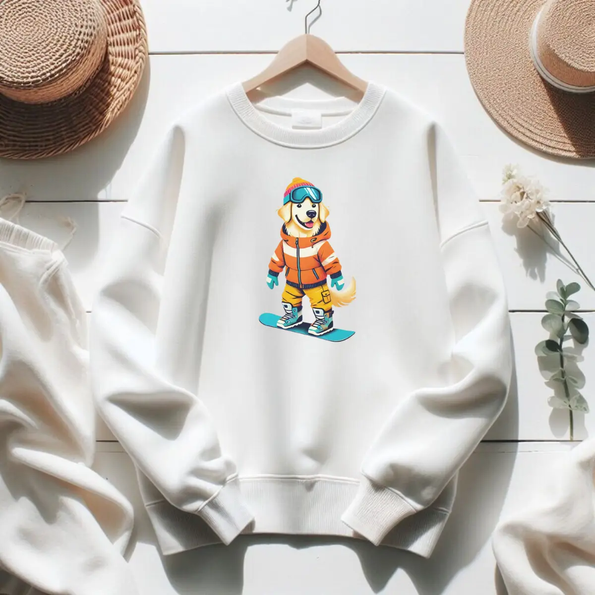 Snowboard Golden Retriever Sweatshirt, Snowboarding Golden Sweatshirt, Snowboard Christmas, Snowboard Lover Gift