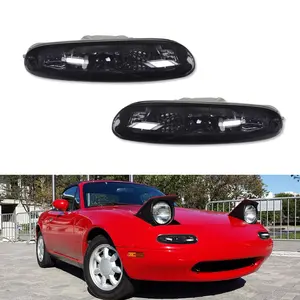 2PCS Smoked Lens Front Bumper Turn Signal lamps Lights For 1990 1991 1992 1993 1994 1995 1996 1997 Mazda MX-5 Miata,Replace OEM 8BN1 51 060,8BN1-51-060, 8BN151070,8BN1 51 070, 8BN1-51-070, BN151060, MA2520111, MA2521111