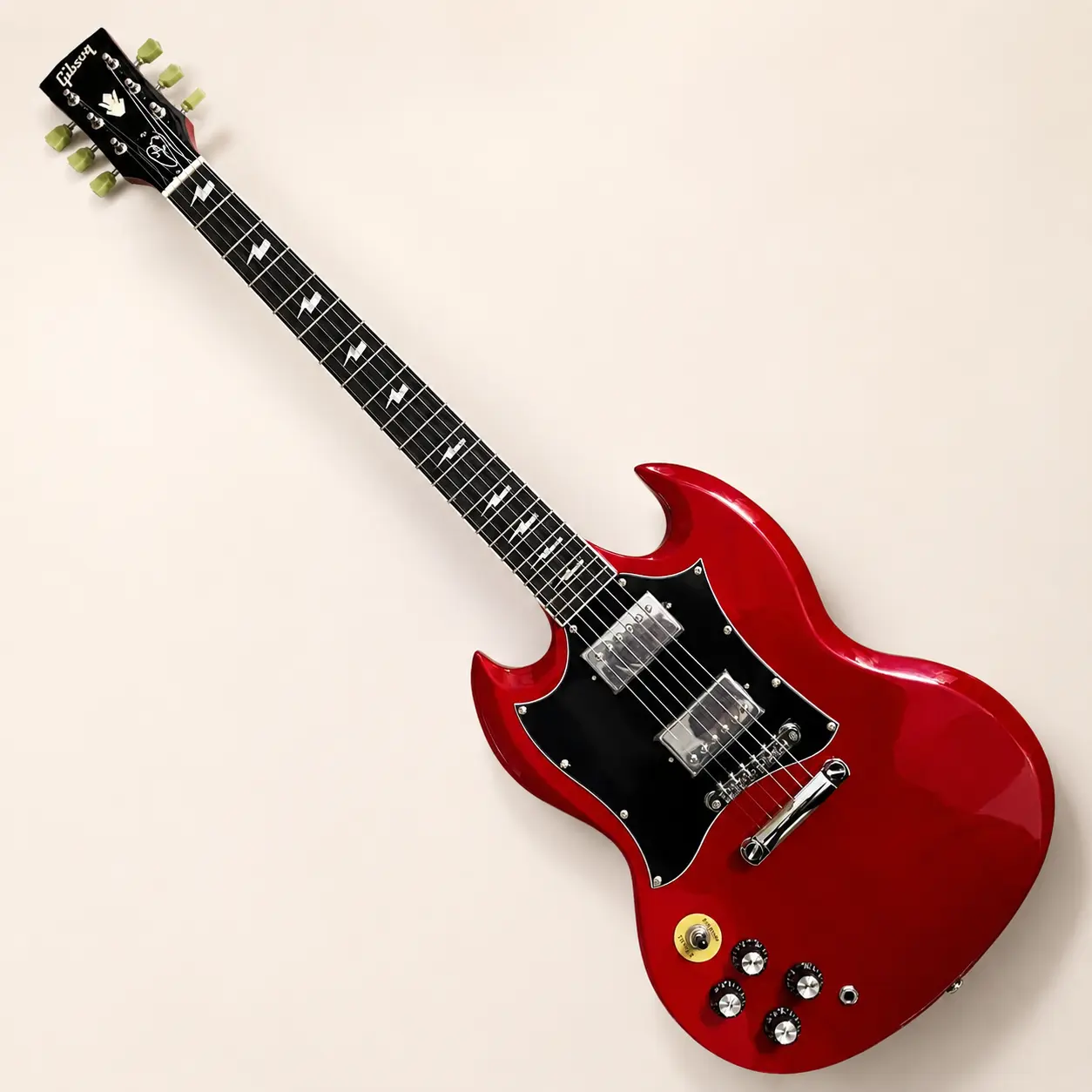 Classic SG Shape Electric Guitar, Gloss Cherry Red, HH Pickups, Chrome Hardware, Perfect for Rock & Metal Guitar Players