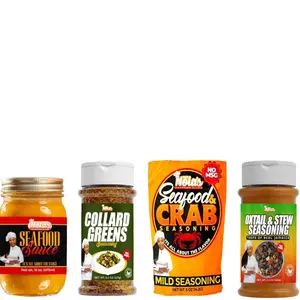 Miss Nola Bundle Trio - Seafood Butter Sauce, Collard Greens & Oxtail Blends and Mild Crab Seafood Seasoning- Flavorful Seasonings Spicy Bbq Spice Spicy Garlic Mix