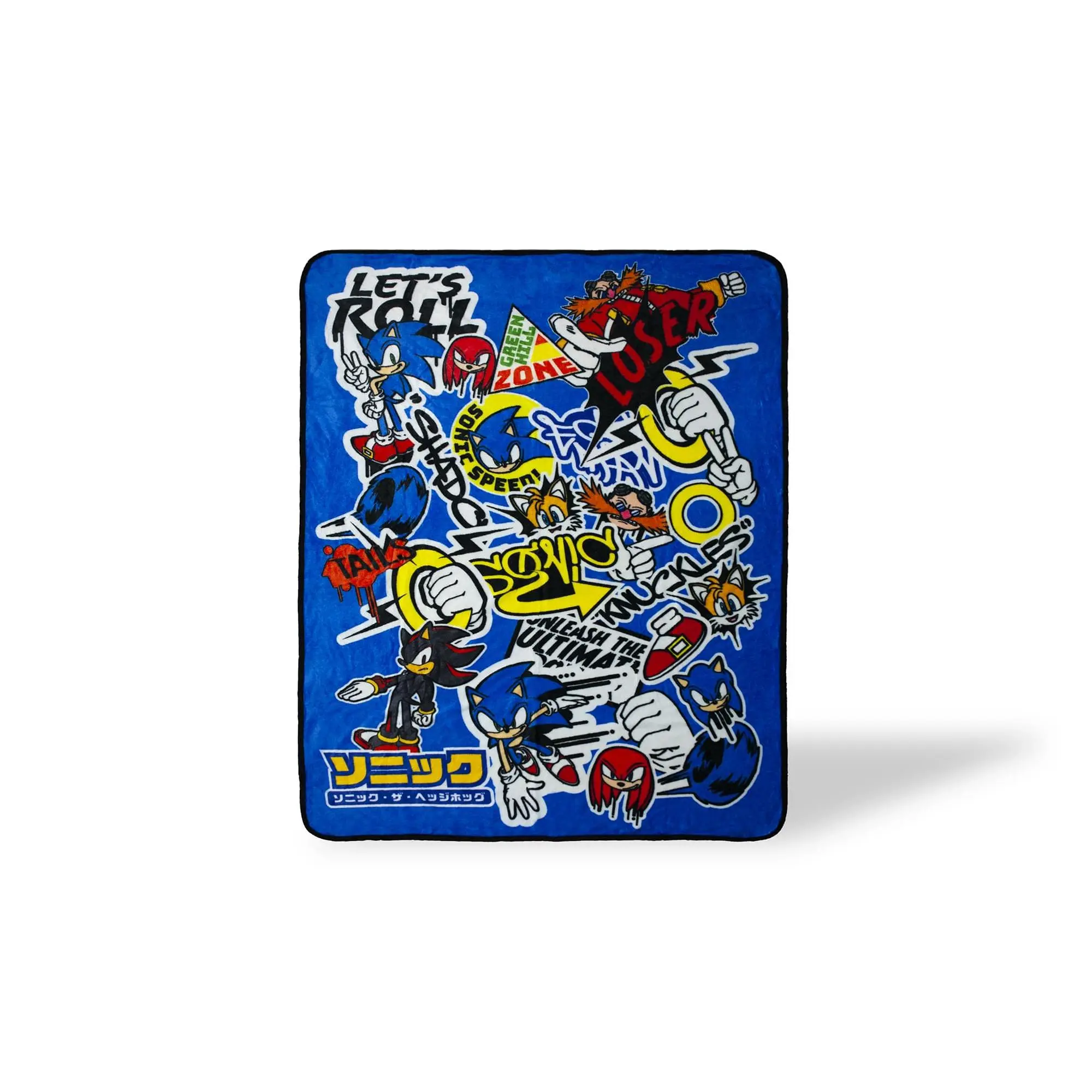 Sonic The Hedgehog Sticker Collage Fleece Throw Blanket - 45x60 in Casual Soft, Lightweight Blanket for Bed, Home Bedding & Linens, Casual Soft Blanket, Cozy Cartoon Blanket