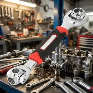 52-in-1 Ratchet Socket Set with Non-Slip Grip & Swivel Head, Quick Release Reversible Driver, Universal Extension Bar, Automotive Repair Tools, Wrench Set, Hand Tools for Car Maintenance, Home Emergency & Mechanical Fixing