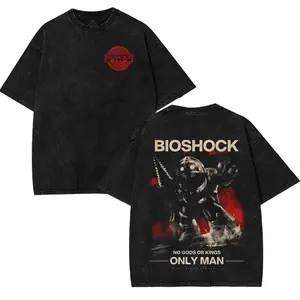 Bioshock would you kindly best daddy art horror fsp game movie Game Washed Tshirt Tanktop 2 Sided Cotton unisex Streetwear Tops 90s graphic tees