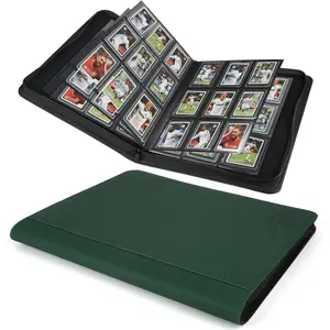 Toploader Binder,Toploader Hard Cases, 9-Pocket Pages Sleeves Hold up 288 Cards.Toploader Card Binder with Sleeves for "3*4" rigid,Card Holder(Blackish Green)