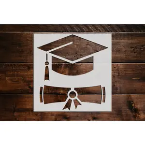 Graduation Hat and Diploma Stencil - Art and Wall Stencil