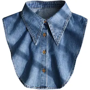 Denim Fake Collar Detachable Dickey Collar Half Shirts Blouse False Collar Top for Women Girls Medium
