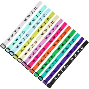 60 count (5 Dozen) 12 Pastel Colors, W.W.J.D. Webbing Bracelets What Would  Do Bracelets  Colorful Adjustable Woven Wristbands Religious WWJD Bracelet for Fundraisers
