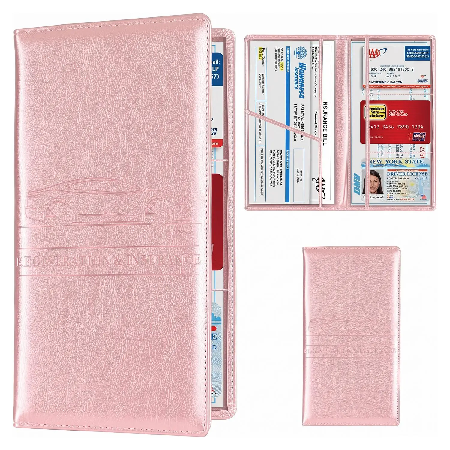 Car Registration & Insurance Card Holder, Magnetic Closure Vehicle Document Organizer Wallet for Auto Papers, Insurance Cards & Important Documents, Compact Car Accessory for Easy Storage